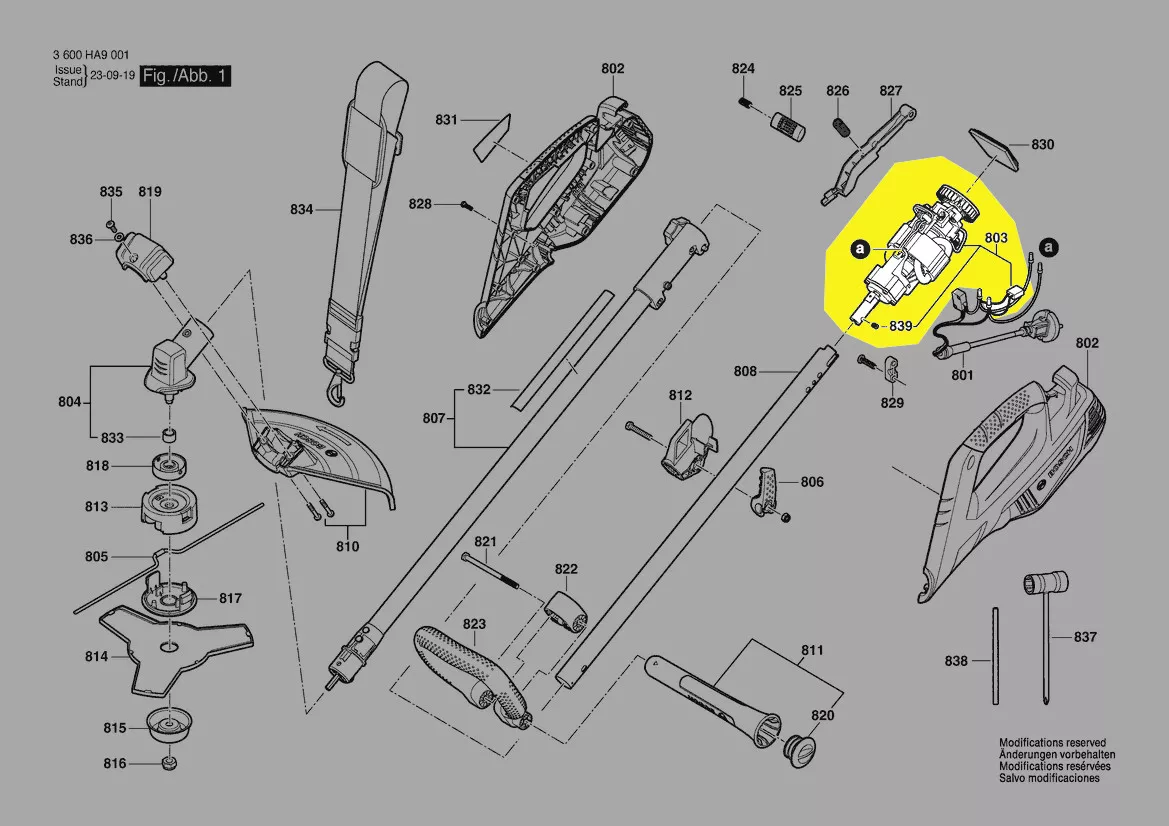 Moteur 230 V réf. F 016 F05 380 pour coupe-bordure Bosch